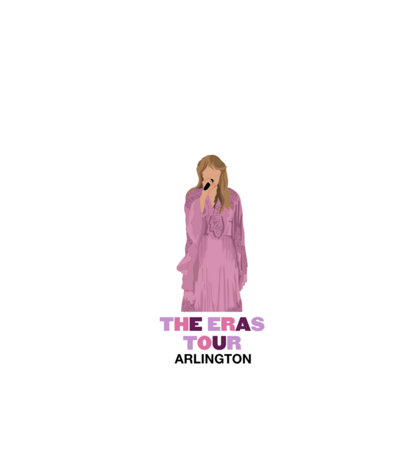 Taylor Swift The Eras Tour Arlington 3 model alb pe tricou