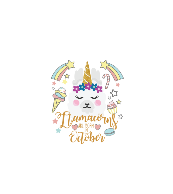 Llamacorns are born in October model alb pe tricou