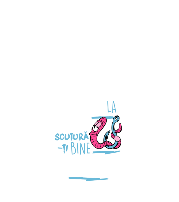 Secretul la pescuit scutură-ți bine viermele model alb pe tricou