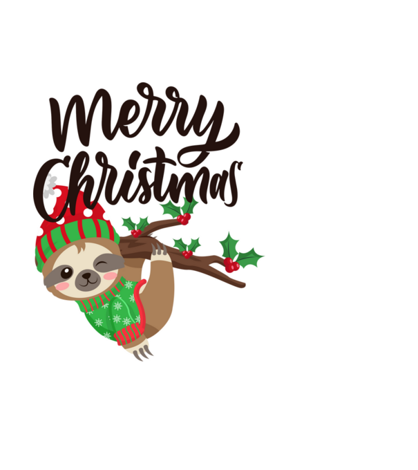 Merry christmas sloth model negru pe tricou