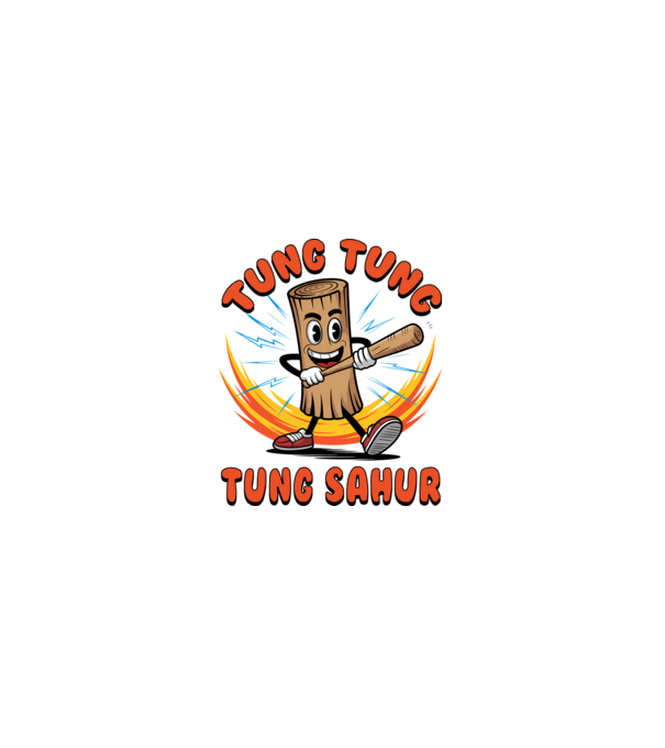 Tung Tung Tung Sahur drăguț model negru pe tricou