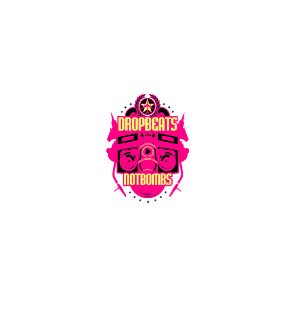 Drop Beats Not Bombs model alb pe tricou