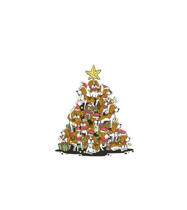 beagle christmas tree model negru pe tricou