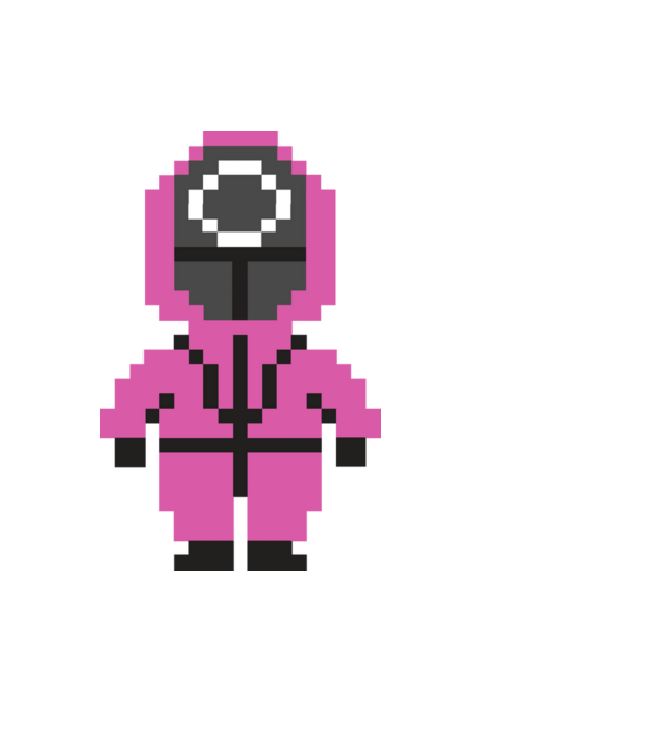 squid game pixel model negru pe tricou