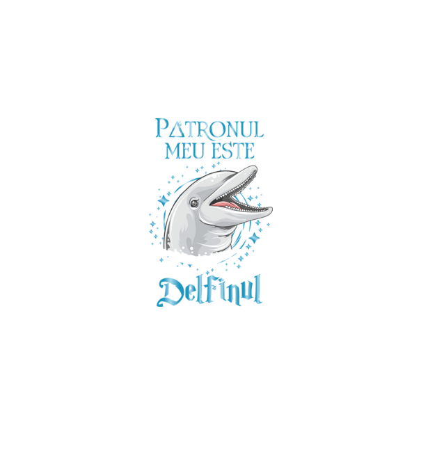 Patronul meu este DELFINUL model negru pe tricou