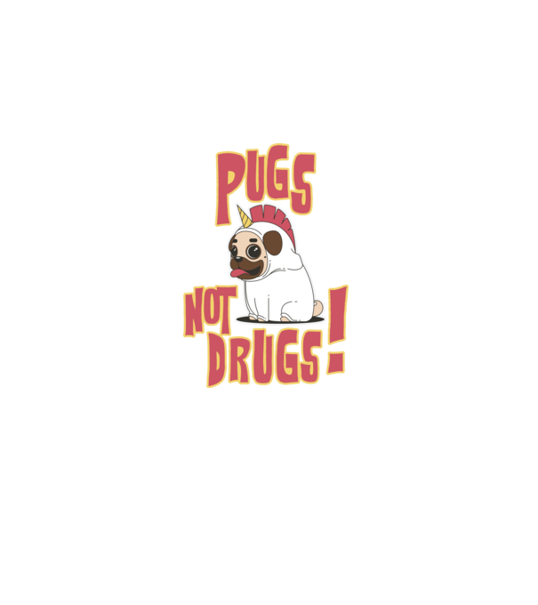 Pugs not drugs model negru pe tricou