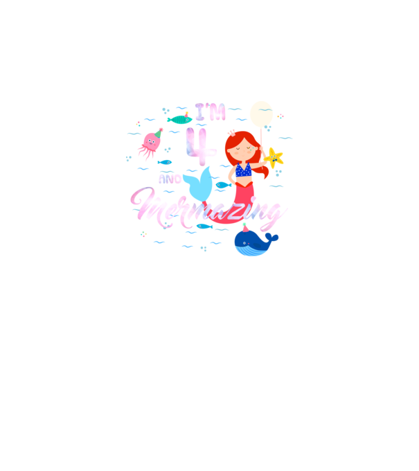 Mermazing Birthday 4 model negru pe tricou