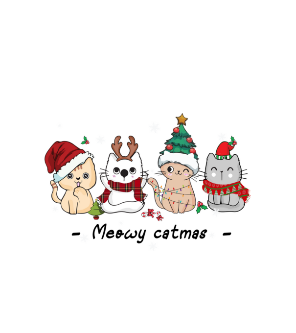 Meowy catmas 2 model alb pe tricou