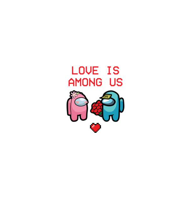 Among us love model alb/roșu pe tricou