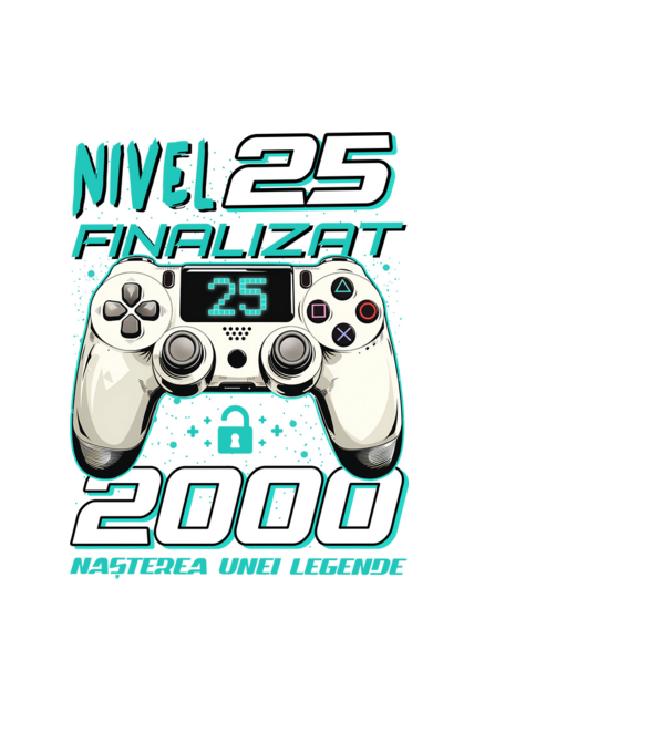 Nivel finalizat 25 2000 model negru pe tricou