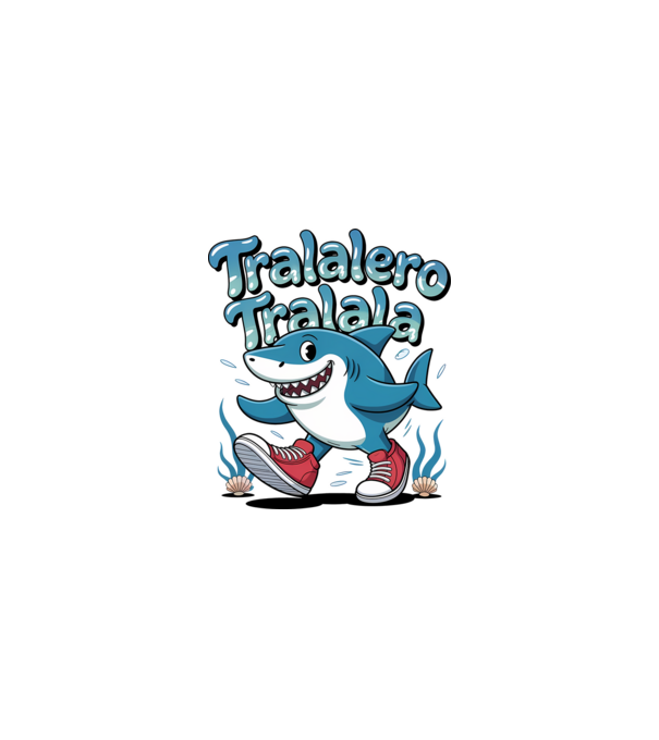 Tralalero Tralala drăguț model negru pe tricou