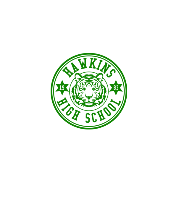hawkins high school model albastru deschis pe tricou