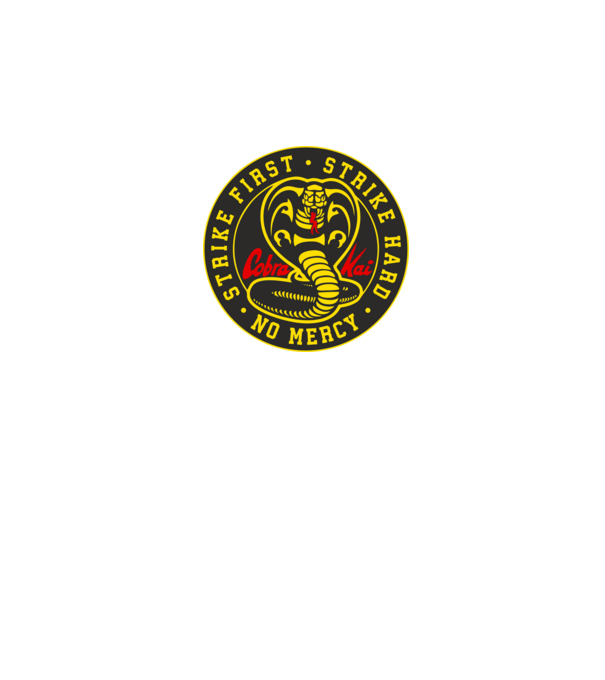 Strike first strike hard cobra kai model negru pe tricou