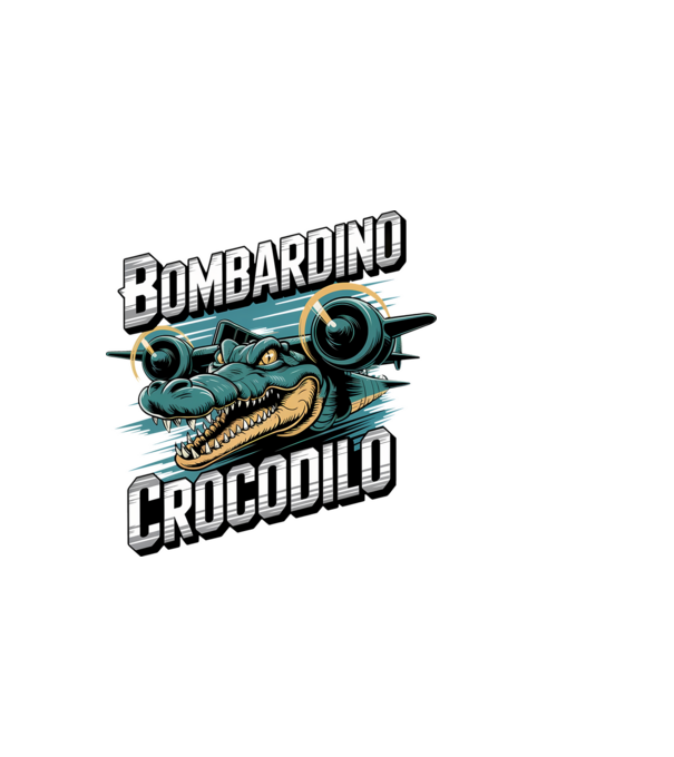Bombardino Crocodilo 2 model negru pe tricou