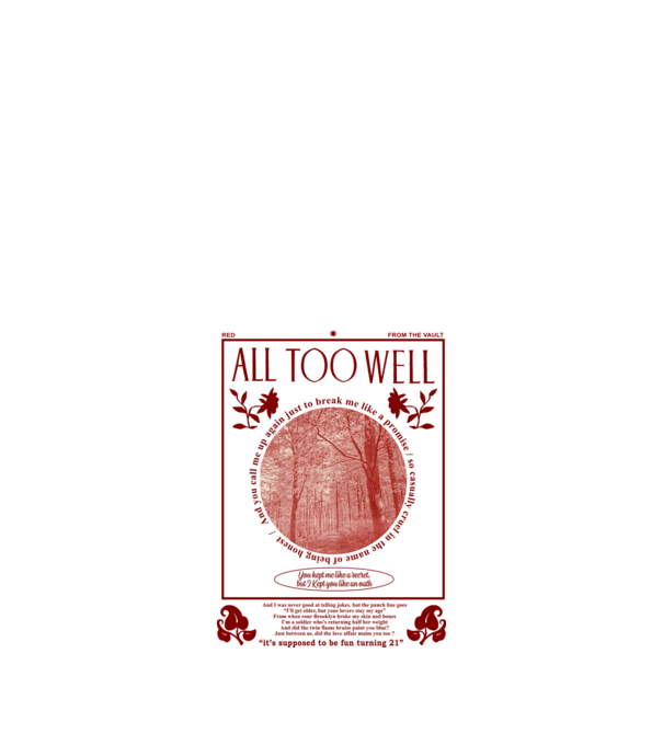 Taylor Swift All too well model alb pe tricou