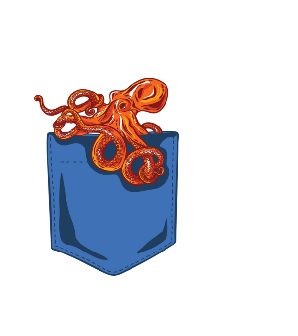 Octopus model alb pe tricou