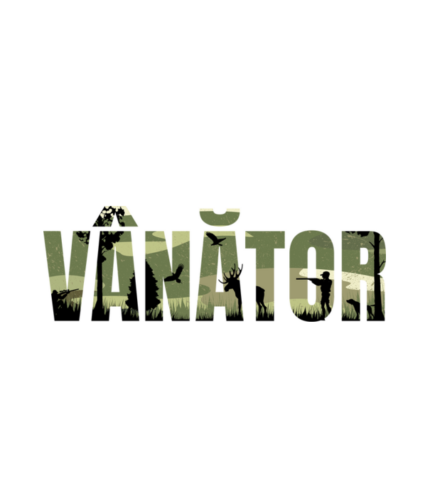 VÂNĂTOR model alb pe tricou