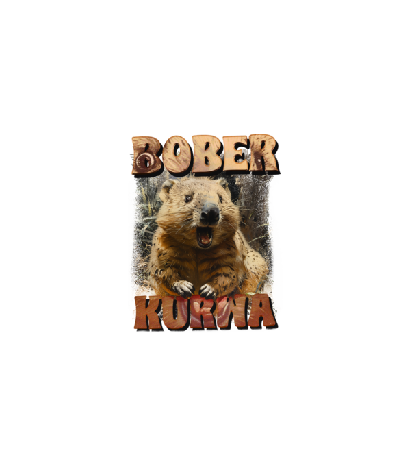 BOBER wombat model negru pe tricou