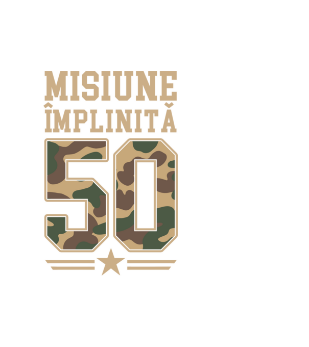 Misiune împlinită 50 model alb pe tricou