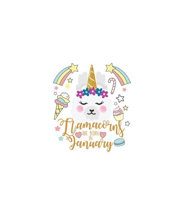 Llamacorns are born in January model alb pe tricou