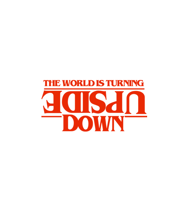 the world is turning upside down model negru pe tricou
