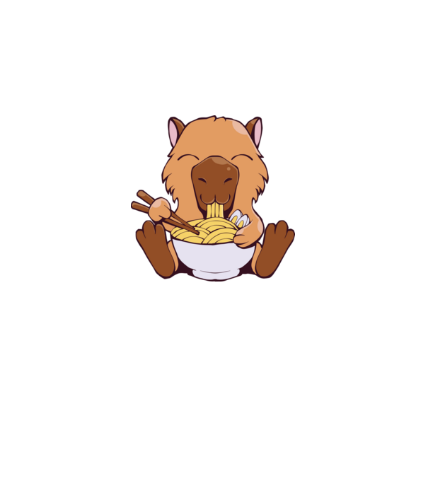 Capibară Ramen model alb pe tricou