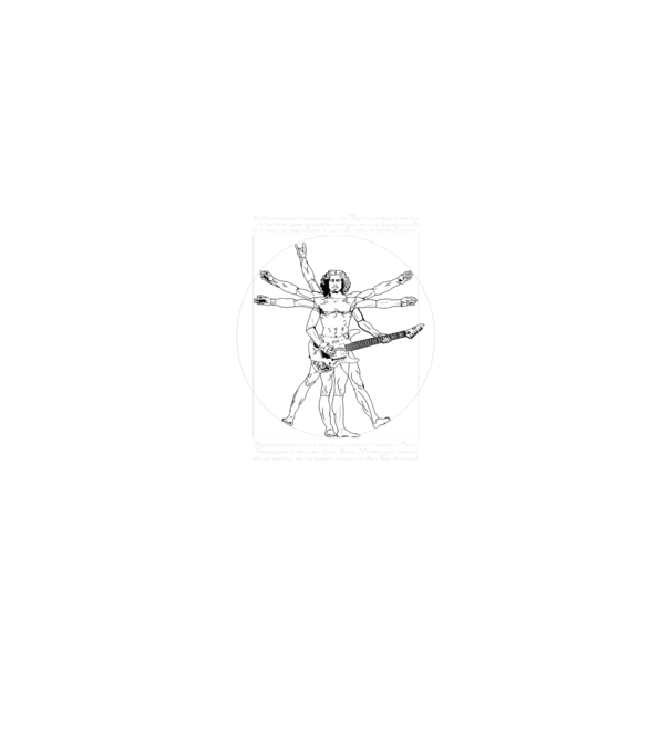 Vitruvius Guitar model negru pe tricou