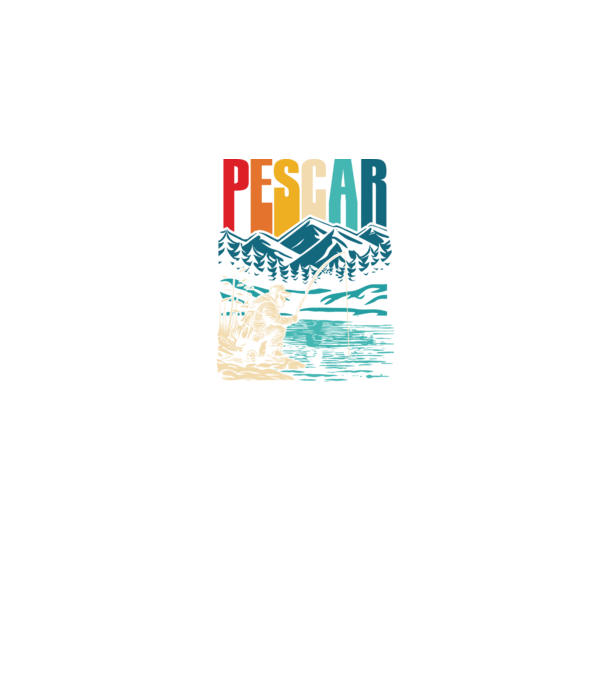 Pescar retro model negru pe tricou