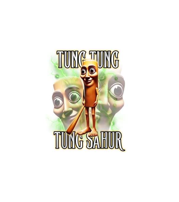 Tung Tung Tung Sahur model alb pe tricou