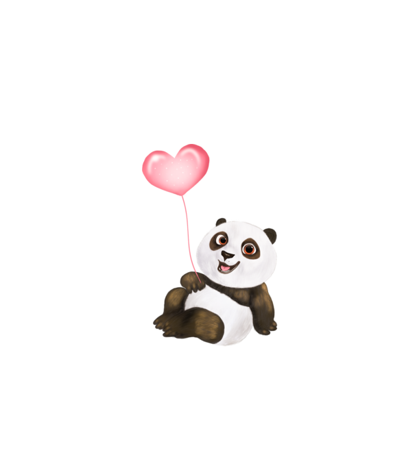 Cute panda with heart model alb pe tricou