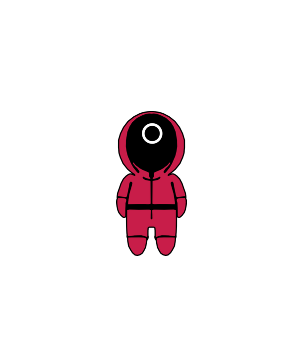 squid game figure model negru pe tricou