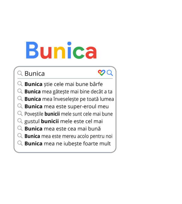 căutare Google Bunica model alb pe tricou