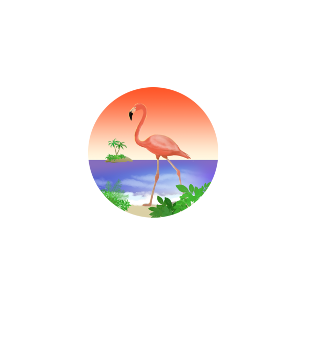 Flamingo model alb pe tricou