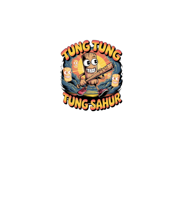 Tung Tung Tung Sahur Retro model negru pe tricou
