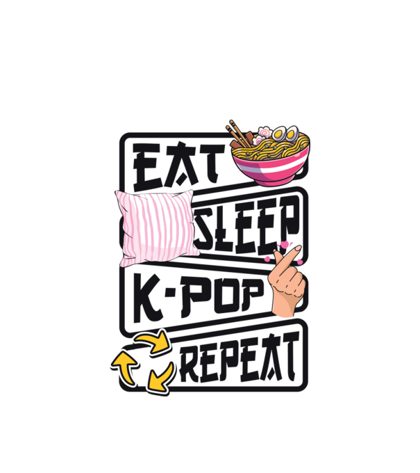 K-POP EAT SLEEP model alb pe tricou