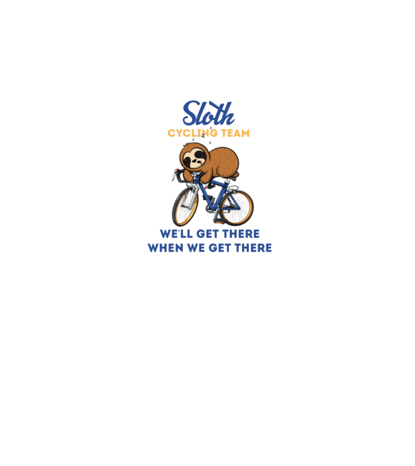 Sloth cycling team model alb pe tricou