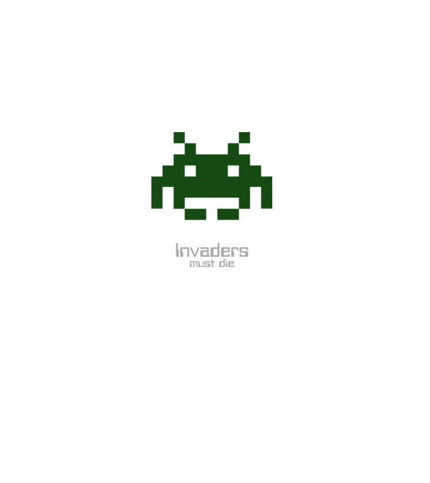 Invaders Must Die model gri pe tricou