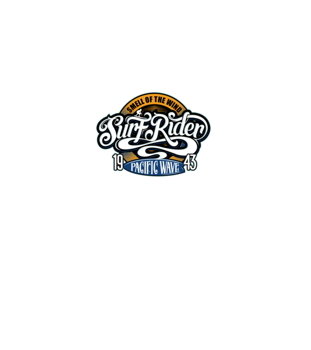 Surf Rider model negru pe tricou