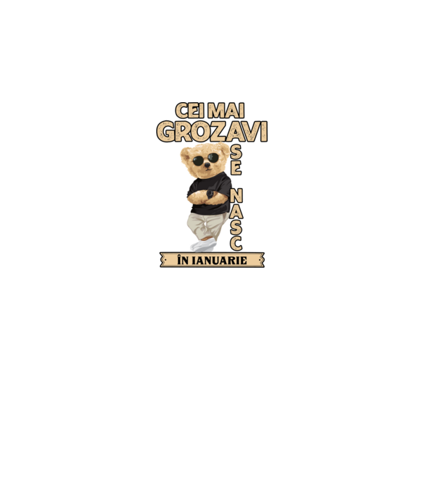 Teddy cel cool ianuarie model negru pe tricou