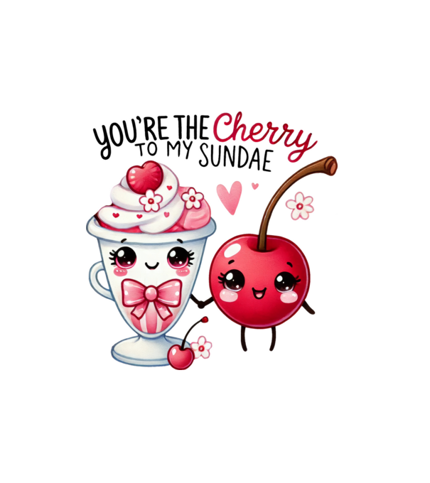 Cherry to my Sunday model alb pe tricou