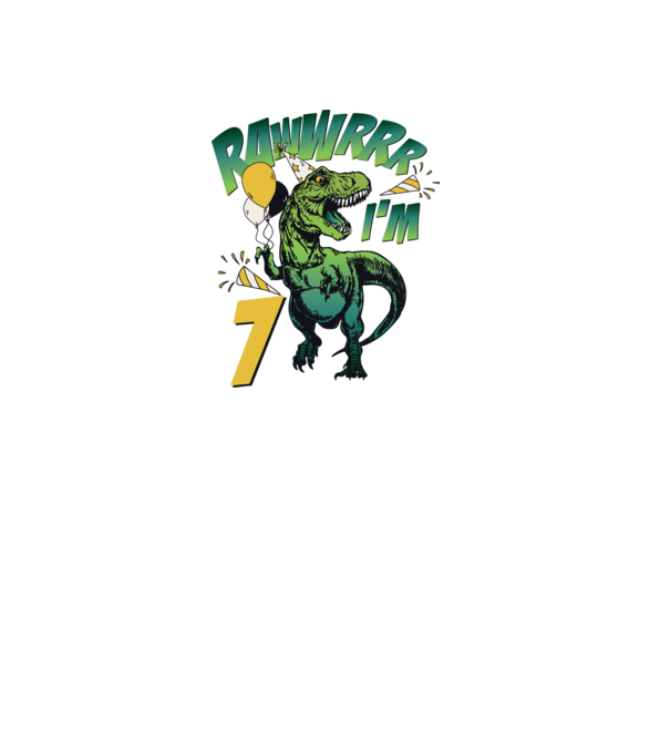 'Birthday Dinosaur rawww i''m 7' model alb pe tricou