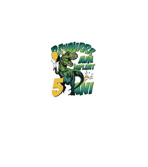 Rawr Am împlinit 5 ani model alb pe tricou