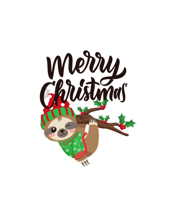 Merry christmas sloth model alb pe tricou