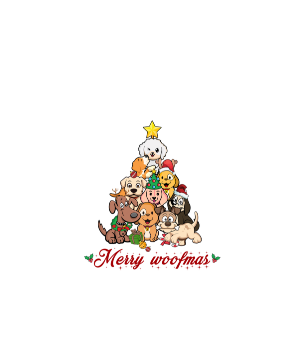 Merry woofmas model negru pe tricou