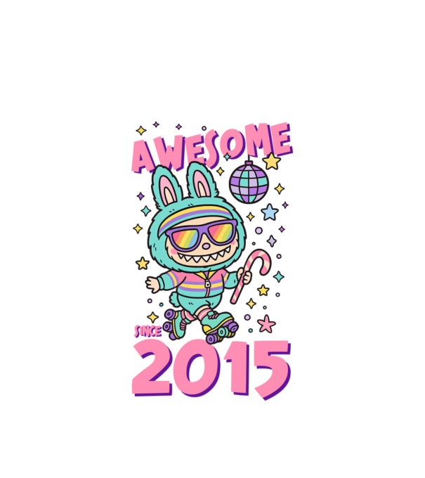Awesome since 2015 - Labubu model alb pe tricou