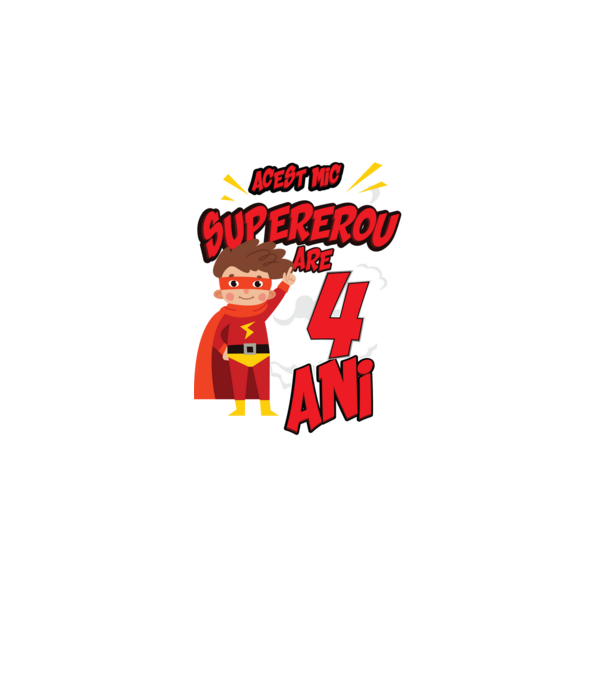 Acest mic supererou are 4 ani model negru pe tricou