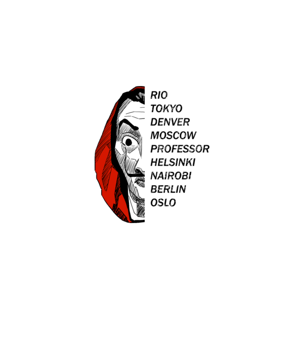 classic logo money heist white model alb pe tricou