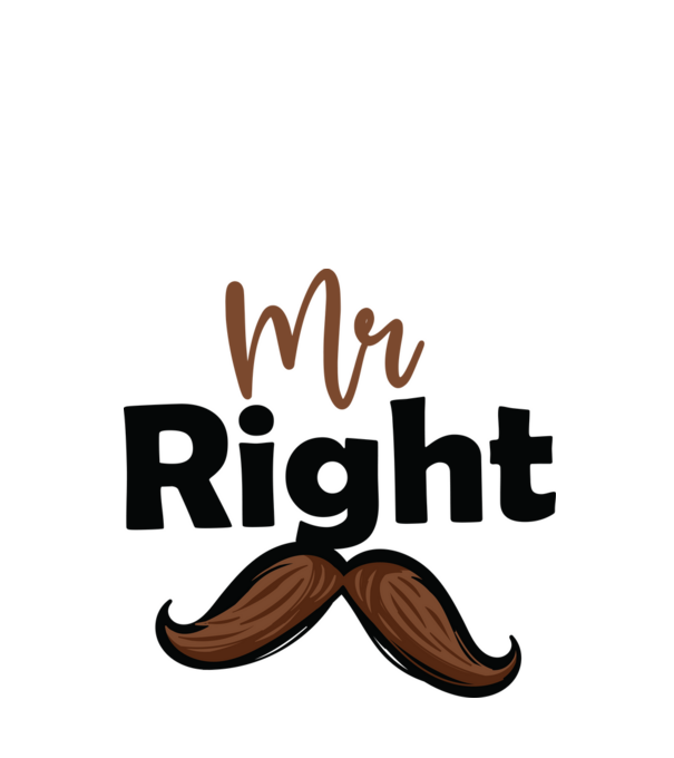 Mr right model alb pe tricou