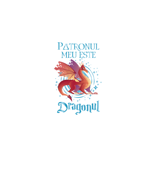 Patronul meu este DRAGONUL model negru pe tricou