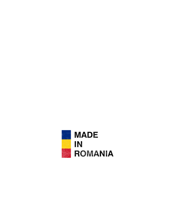 made in romania model albastru închis pe tricou